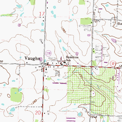 Topographic Map of Sunshine School, AR