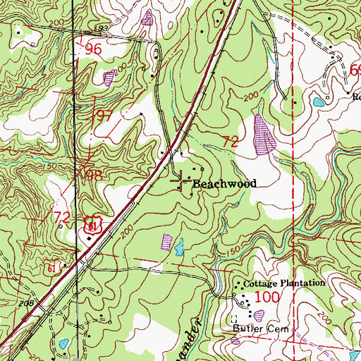 Topographic Map of Beachwood, LA