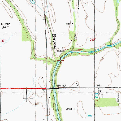 Topographic Map of Bear Skin Bayou, LA