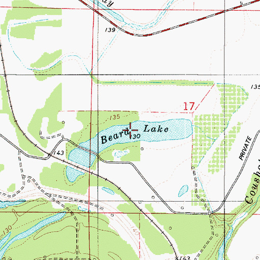 Topographic Map of Beard Lake, LA