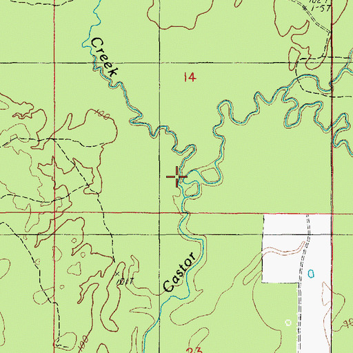 Topographic Map of Beaucoup Creek, LA