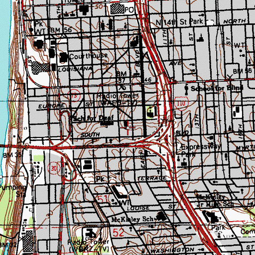 Topographic Map of South Boulevard Elementary School, LA