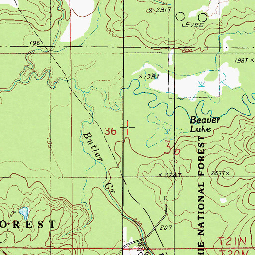 Topographic Map of Beaver Lake, LA