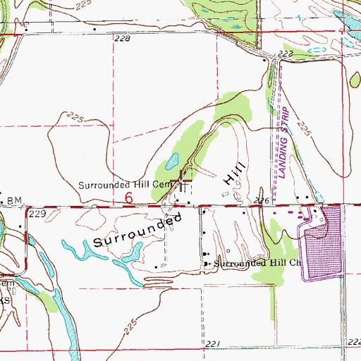 Topographic Map of Surrounded Hill Cemetery, AR
