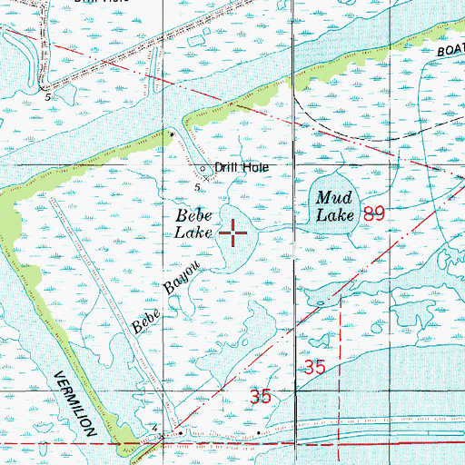 Topographic Map of Bebe Lake, LA