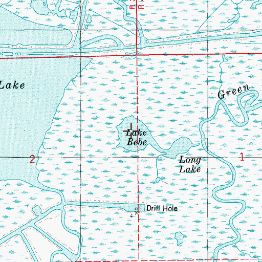 Topographic Map of Lake Bebe, LA