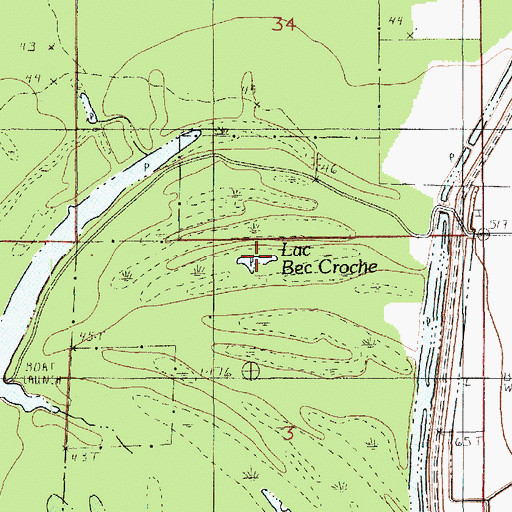 Topographic Map of Lac Bec Croche, LA