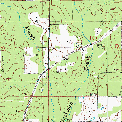 Topographic Map of Beckwith Baptist Church, LA