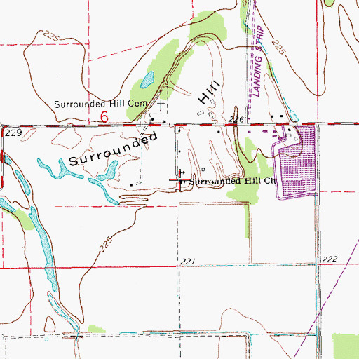 Topographic Map of Surrounded Hill Church, AR