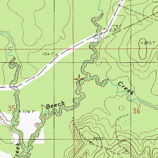 Topographic Map of Beech Creek, LA