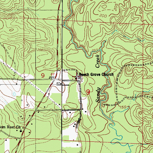 Topographic Map of Beech Grove Congregational Methodist Church, LA