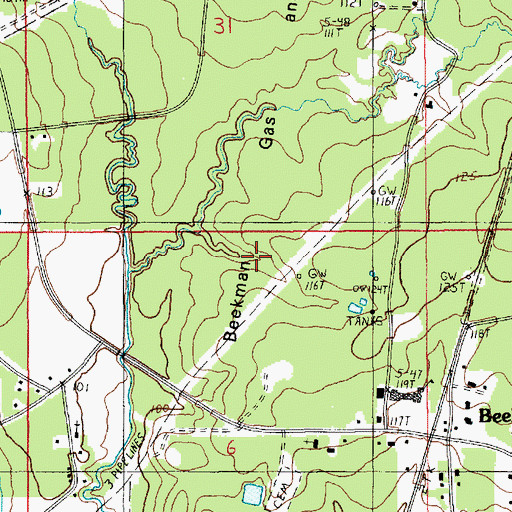Topographic Map of Beekman Gas and Oil Field, LA