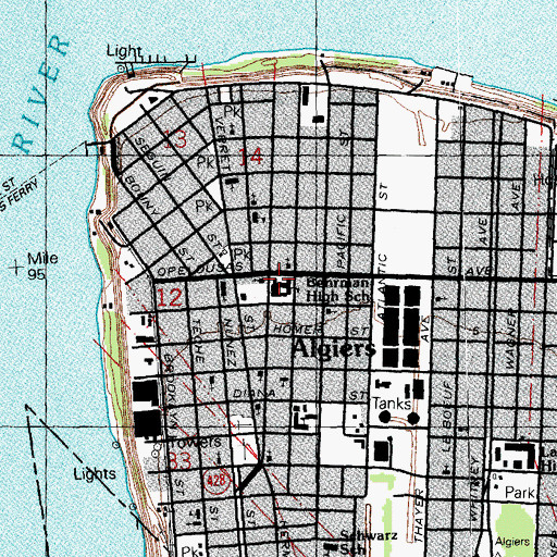 Topographic Map of Martin Behrman Elementary School, LA