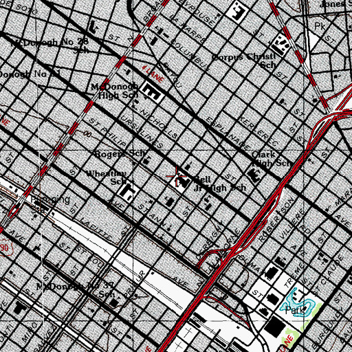 Topographic Map of Andrew J Bell Junior High School, LA