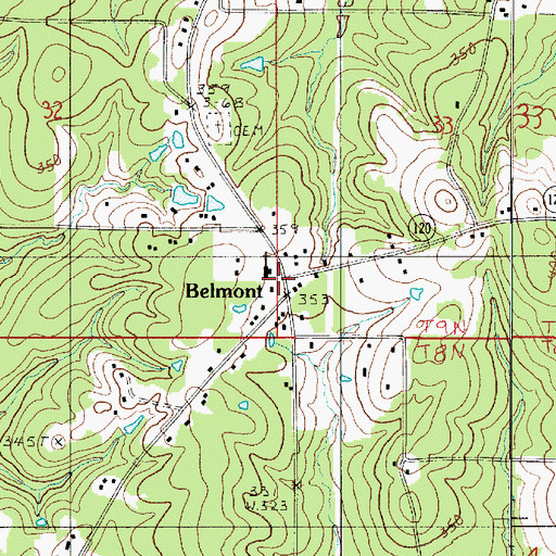 Topographic Map of Belmont, LA