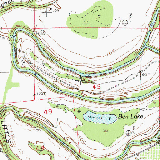 Topographic Map of Ben Lake, LA