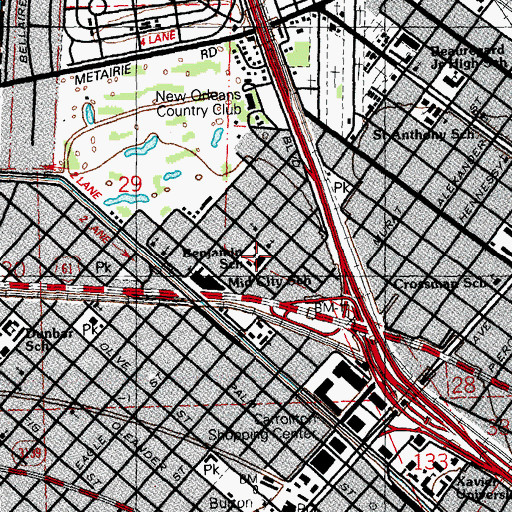 Topographic Map of Mary Bethune Elementary School of Literature and Technology, LA