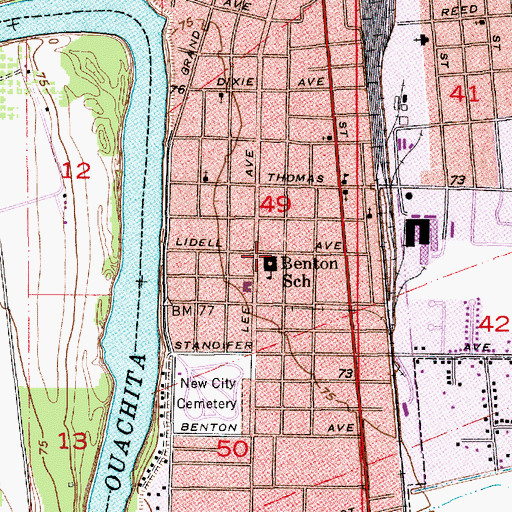 Topographic Map of Lida Benton Elementary School (historical), LA