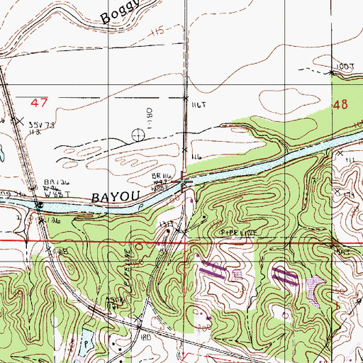Topographic Map of Berry Bridge (historical), LA