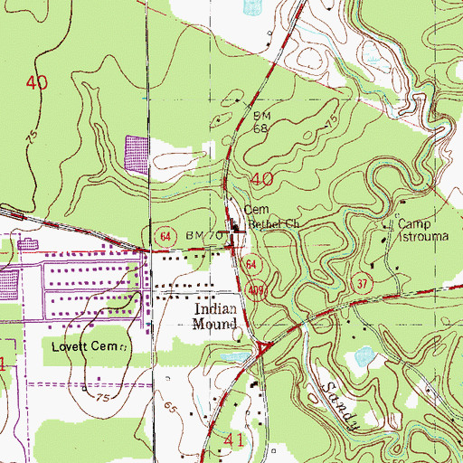 Topographic Map of Bethel United Methodist Church, LA