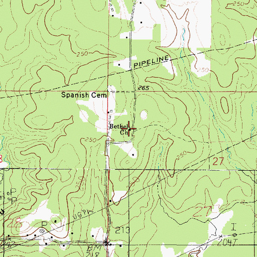 Topographic Map of Bethel Church, LA