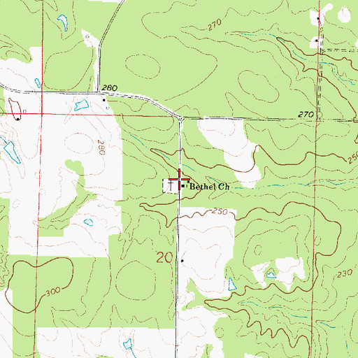 Topographic Map of Bethel United Methodist Church, LA
