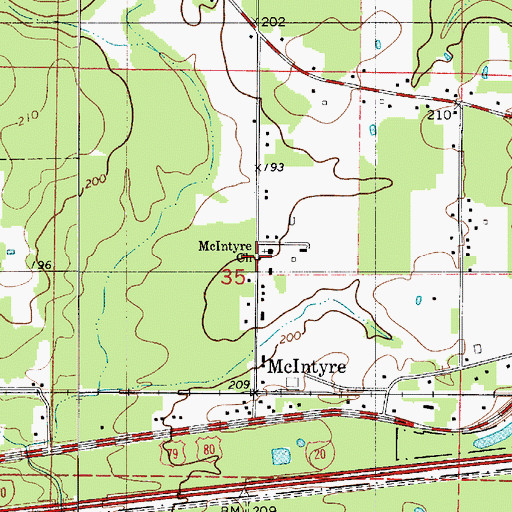 Topographic Map of McIntyre Church, LA