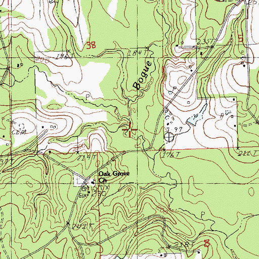 Topographic Map of Bett Creek, LA