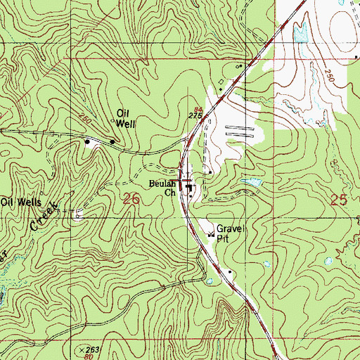 Topographic Map of Beulah Church, LA