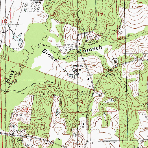 Topographic Map of James Cemetery, LA