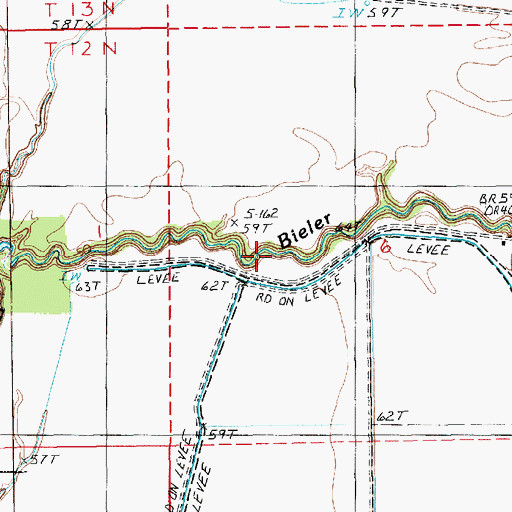 Topographic Map of Bieler Bayou, LA