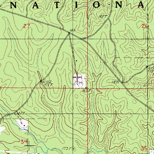 Topographic Map of Big Creek Baptist Church, LA