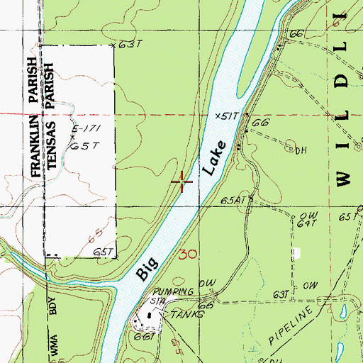 Topographic Map of Big Lake, LA