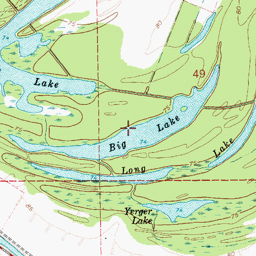 Topographic Map of Big Lake, LA