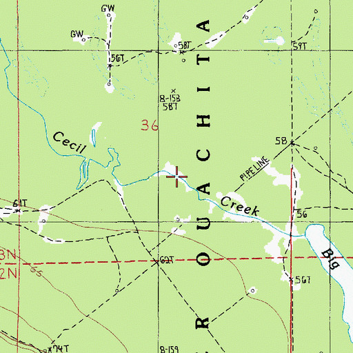 Topographic Map of Big Lake, LA