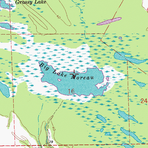 Topographic Map of Big Lake Moreau, LA