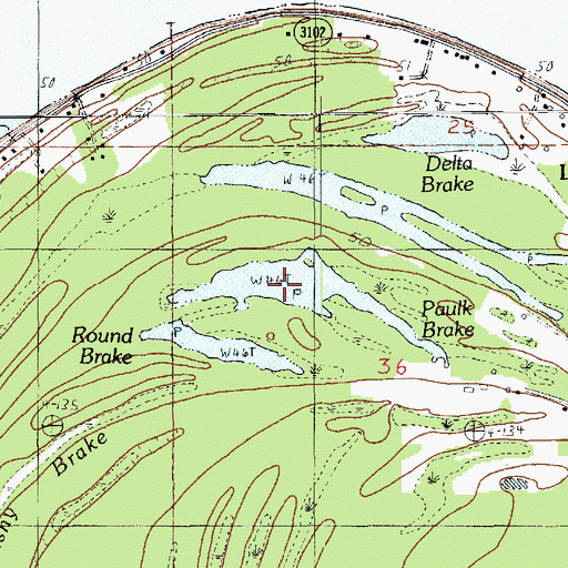 Topographic Map of Round Brake, LA