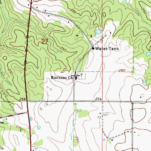 Topographic Map of Bistineau Baptist Church, LA