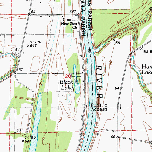 Topographic Map of Black Lake, LA