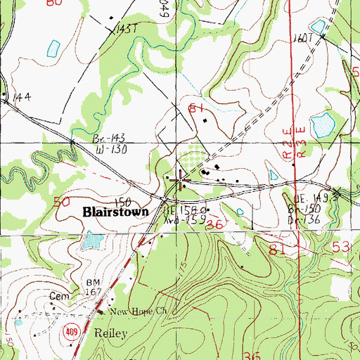 Topographic Map of Blairstown, LA