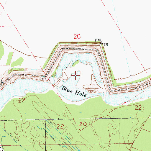 Topographic Map of Blue Hole, LA