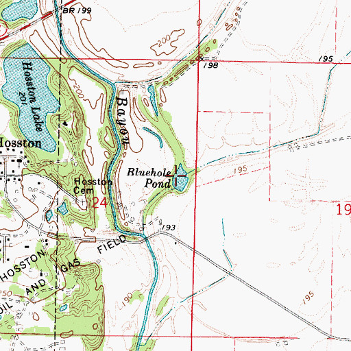 Topographic Map of Bluehole Pond, LA