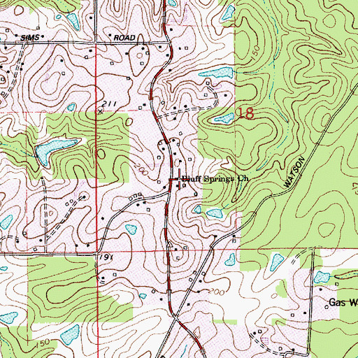 Topographic Map of Bluff Springs Church, LA