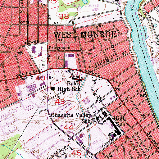 Topographic Map of Boley Elementary School, LA