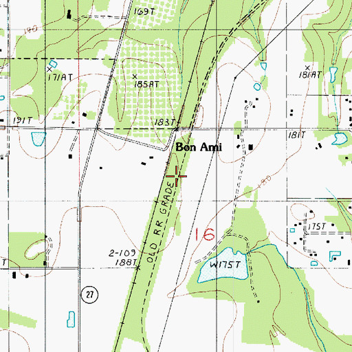 Topographic Map of Bon Ami, LA
