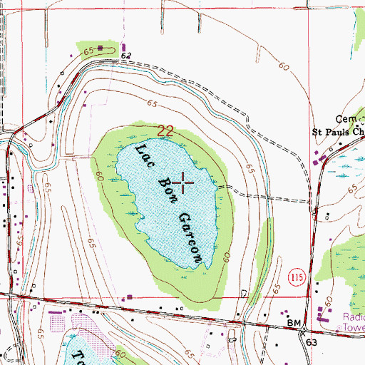 Topographic Map of Lac Bon Garon, LA