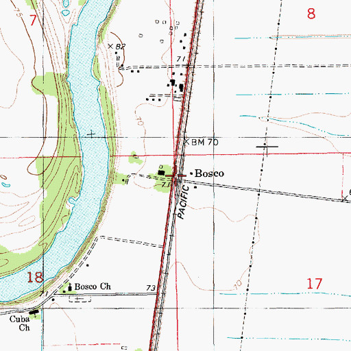 Topographic Map of Bosco, LA