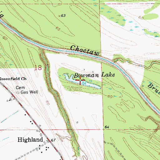 Topographic Map of Bowman Lake, LA