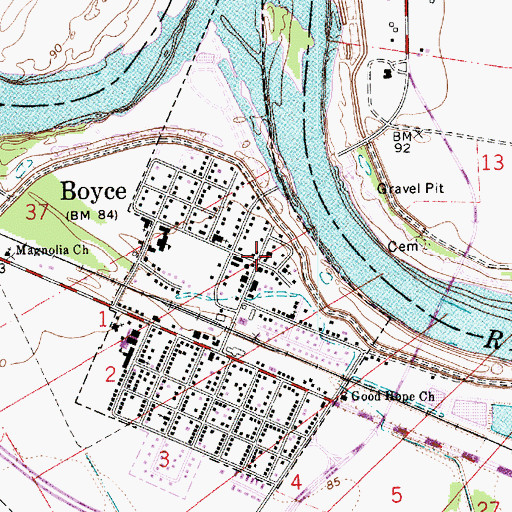 Topographic Map of Boyce, LA
