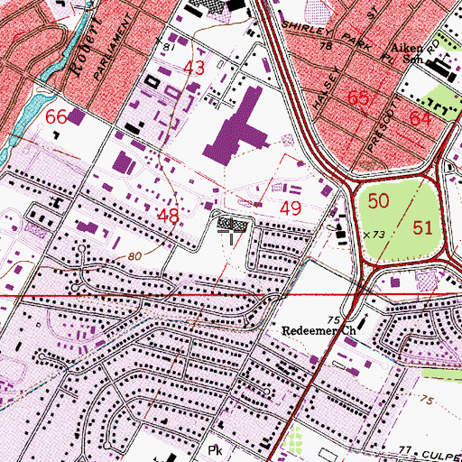 Topographic Map of Scott M Brame Middle School, LA